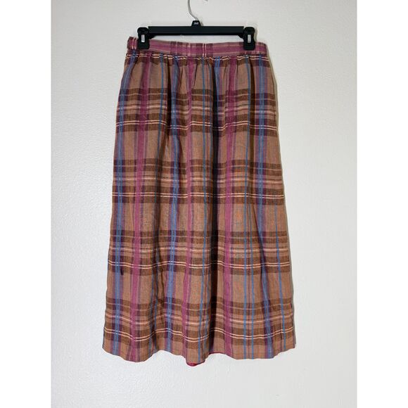 Vintage Limited Editions Pleated Brown Plaid Midi Skirt Sz 10 Academia Preppy - Picture 3 of 8